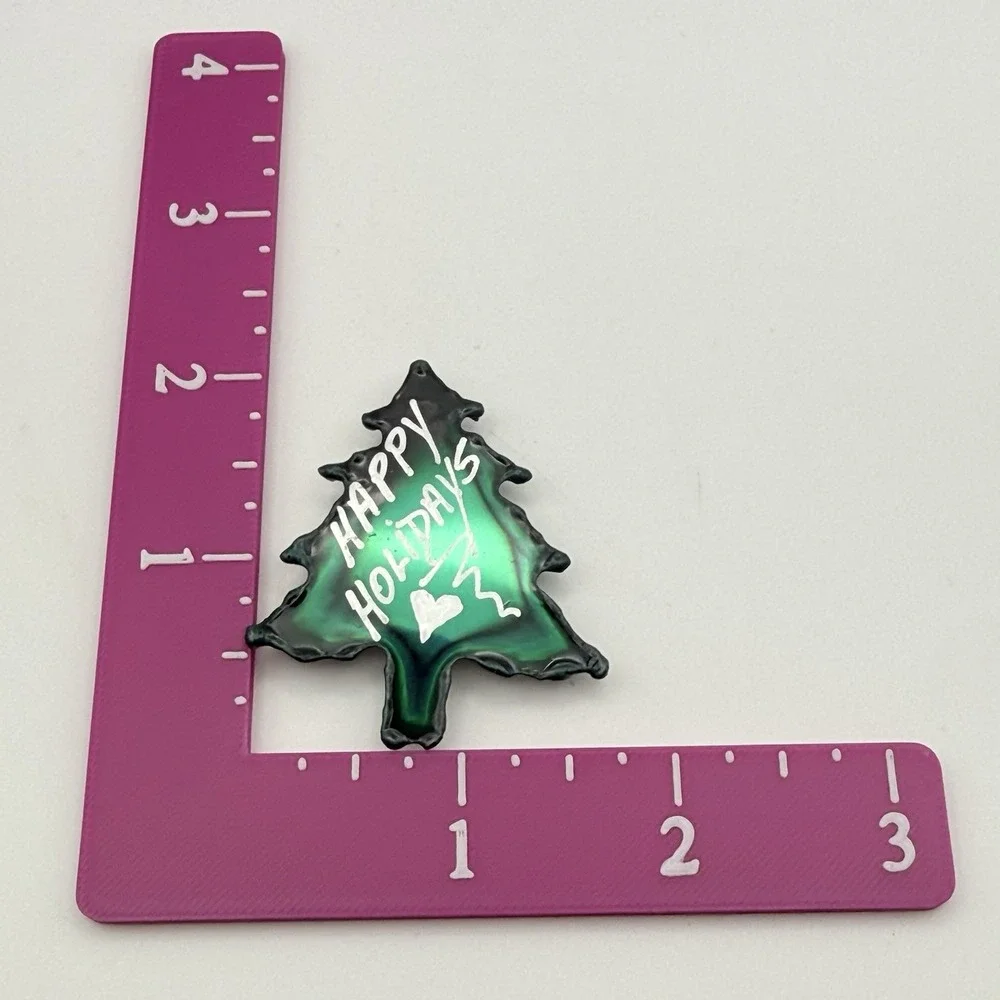 David Wright Designs Brooch Green Christmas Tree Happy Holidays Artisan Pin